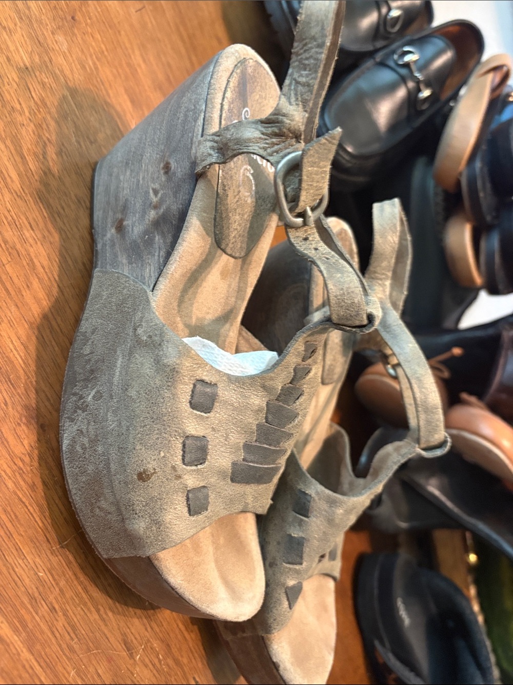 Calleen Cordero  Suede Wedge Sandals with Ankle Strap
